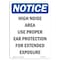 Signmission OSHA Notice, 5" Height, High Noise Area Use Proper Ear Sign, 5" X 3.5", Portrait OS-NS-D-35-V-13480 - alternate 1